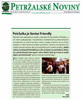 Senior Friendly v Petržalských novinách